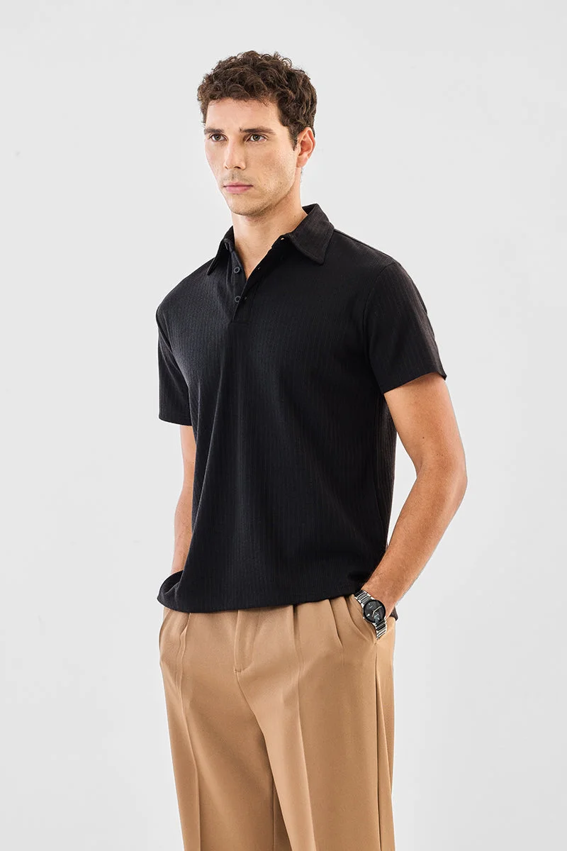 SNITCH Regular Fit Stretch Knitted Polo T-Shirt